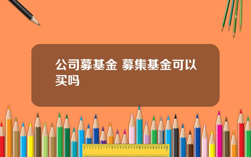 公司募基金 募集基金可以买吗